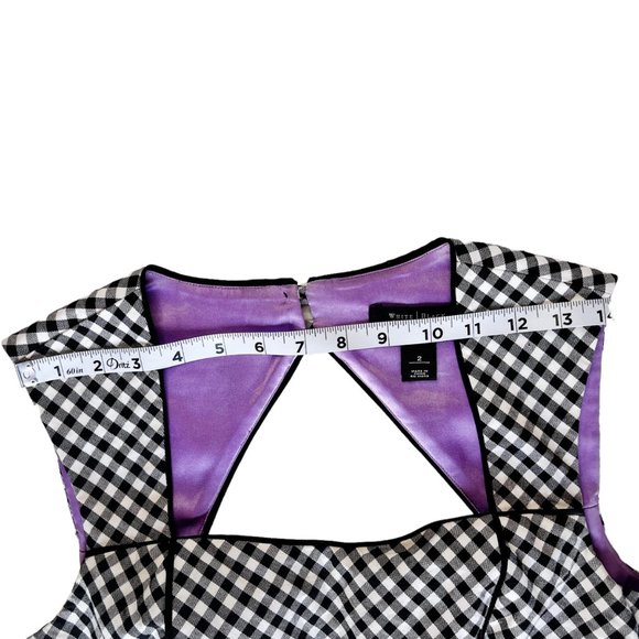 White House Black Market Modern Gingham Sheath Dress Back Cutout Size 2 - Picture 5 of 14